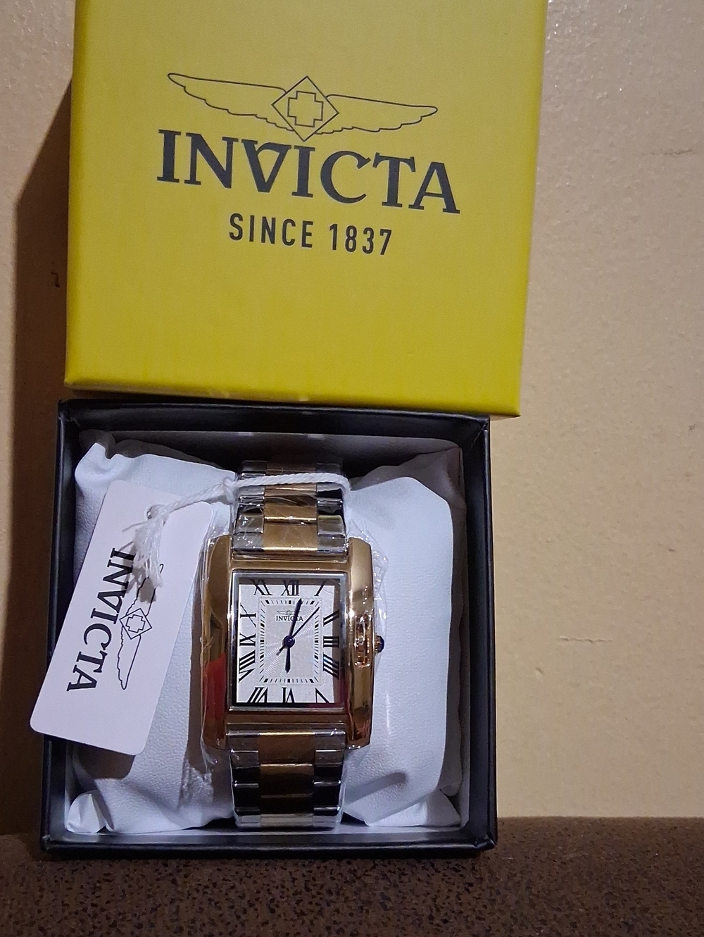 Invicta Two-Tone Rectangular Bracelet Watch - Gold & Silver